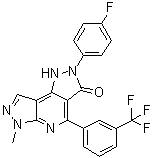 structure of CAS# 635324-72-0, 2-(4-氟苯基)-1,6-二氢-6-甲基-4-[3-(三氟甲基)苯基]二吡唑并[3,4-b:3',4'-d]吡啶-3(2H)-酮