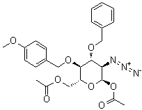 2-Azido-2-deoxy-4-O-[(4-methoxyphenyl)methyl]-3-O-(phenylmethyl)-alpha-D-glucopyranose 1,6-diacetate molecular structure (CAS 635683-74-8)