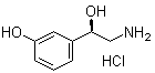 CAS # 636-87-3, (+)-Norphenylephrine hydrochloride, (R)-alpha-(Aminomethyl)-3-hydroxybenzenemethanol hydrochloride, (+)-Novadral, (+)-m-Octopamine hydrochloride