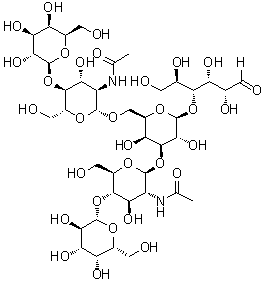 CAS 登录号：64003-52-7 (36824-93-8), O-beta-D-吡喃半乳糖基-(1→4)-O-2-(乙酰氨基)-2-脱氧-beta-D-吡喃葡萄糖基-(1→3)-O-[O-beta-D-吡喃半乳糖基-(1→4)-2-(乙酰氨基)-2-脱氧-beta-D-吡喃葡萄糖基-(1→6)]-O-beta-D-吡喃半乳糖基-(1→4)-D-葡萄糖