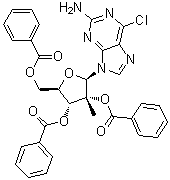 structure of CAS# 641571-44-0, 6-氯-9-(2,3,5-三-O-苯甲酰基-2-C-甲基-beta-D-呋喃核糖基)-9H-嘌呤-2-胺