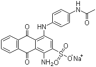 CAS # 6424-85-7, Acid Blue 40, 4-[[4-(Acetylamino)phenyl]amino]-1-amino-9,10-dihydro-9,10-dioxo-2-anthracenesulfonic acid sodium salt, Acid Blue 2G, Acid Blue 2GL, Acid Blue 40, Acid Blue A 2G, Acid Blue A 2G243, Acid Blue AGG, Acid Blue E 2G, Acid Brilliant Blue 2GB