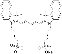 structure of CAS# 64285-36-5, 2-[5-[1,1-二甲基-3-(4-磺酸基丁基)-1,3-二氢苯并[e]吲哚-2-亚基]-戊-1,3-二烯基]-1,1-二甲基-3-(4-磺酸基丁基)-1H-苯并[e]吲哚鎓内盐钠盐