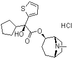 [1S-[1alpha,2alpha(S*),5alpha]]-alpha-环戊基-alpha-羟基-2-噻吩乙酸 8-甲基-8-氮杂双环[3.2.1]辛烷-2-基酯盐酸盐分子结构 (CAS 64471-32-5)