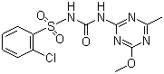 CAS 登录号：64902-72-3, 氯磺隆, 3-(4-甲氧基-6-甲基-1,3,5-三嗪-2-基)-1-(2-氯苯基)磺酰脲
