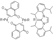 structure of CAS# 649736-75-4, 二聚[1,3-双(2,6-二异丙基苯基)咪唑-2-亚基(1,4-萘醌)钯]