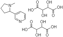 CAS 登录号：65-31-6, L-酒石酸烟碱盐, (-)-尼古丁二酒石酸盐, 3-[(2S)-1-甲基吡咯烷-2-基]吡啶二酒石酸盐