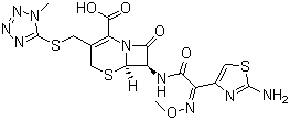 CAS 登录号：65085-01-0, 头孢甲肟, (6R,7R)-7-[2-(2-氨基-4-噻唑基)-2-(甲氧亚氨基)乙酰氨基]-3-[[(1-甲基-1H-四唑-5-基)-硫]甲基]-8-氧代-5-硫杂-1-氮杂双环[4.2.0]辛-2-烯-2-甲酸, 头孢噻肟唑, 头孢氨噻肟唑, 氨噻肟唑头孢菌素, 氨噻肟唑