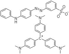 CAS # 65294-17-9, Solvent Black 46, 4,4',4''-Tris(dimethylamino)tritylium 3-[(4-anilinophenyl)azo]benzenesulphonate, p,p',p''-Tris(dimethylamino)tritylium m-[(p-Anilinophenyl)azo]benzenesulphonate