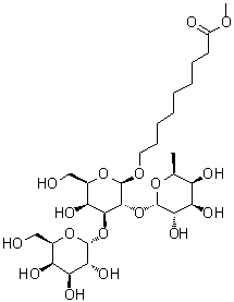 CAS # 65606-80-6, 9-[[O-6-Deoxy-alpha-L-galactopyranosyl-(1→2)-O-[alpha-D-galactopyranosyl-(1→3)]-beta-D-galactopyranosyl]oxy]nonanoic acid methyl ester