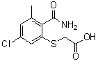 CAS 登录号：66214-43-5, 2-[[2-(氨基羰基)-5-氯-3-甲基苯基]硫基]乙酸