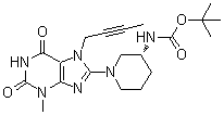 CAS 登录号：666816-91-7, [(3R)-1-[7-(2-丁炔基)-2,3,6,7-四氢-3-甲基-2,6-二氧代-1H-嘌呤-8-基]-3-哌啶基]氨基甲酸叔丁酯