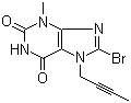 structure of CAS# 666816-98-4, 8-溴-7-(2-丁炔基)-3,7-二氢-3-甲基-1H-嘌呤-2,6-二酮