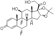 CAS 登录号：67-73-2, 醋酸肤轻松, 醋酸氟轻松, 11b-羟基-16a,17-[(1-甲基亚乙基)-双(氧)]-21-(乙酰氧基)-6a,9-二氟孕甾-1,4-二烯-3,20-二酮