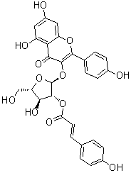 structure of CAS# 67214-05-5, 山柰酚 3-O-[2''-(E)-对香豆酰]-alpha-L-呋喃阿拉伯糖苷
