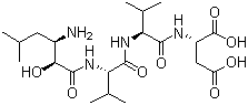 CAS # 67655-94-1, N-[(2S,3R)-3-Amino-2-hydroxy-5-methyl-1-oxohexyl]-L-valyl-L-valyl-L-aspartic acid, S-(R*,S*)]-N-[N-[N-(3-Amino-2-hydroxy-5-methyl-1-oxohexyl)-L-valyl]-L-valyl]-L-aspartic acid,Amastatin