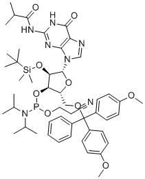 CAS 登录号：679809-76-8, 5'-O-DMT-2'-O-TBDMS-N2-异丁酰基-L-鸟苷3'-CE亚磷酰胺