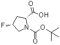structure of CAS# 681128-51-8, (2R,4R)-1-(叔丁氧羰基)-4-氟吡咯烷-2-羧酸