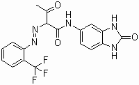 CAS # 68134-22-5 (63661-02-9), Pigment Yellow 154, N-(2,3-Dihydro-2-oxo-1H-benzimidazol-5-yl)-3-oxo-2-[[2-(trifluoromethyl)phenyl]azo]butyramide