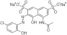 CAS 登录号：6844-73-1, 媒介蓝 18, 5-(乙酰氨基)-3-[(5-氯-2-羟基苯基)偶氮]-4-羟基-2,7-萘二磺酸二钠盐