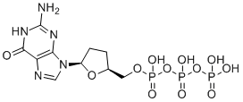 CAS # 68726-28-3, 2'-3'-Dideoxyguanosine-5'-triphosphate, ddGTP, [[(2S,5R)-5-(2-amino-6-oxo-1H-purin-9-yl)oxolan-2-yl]methoxy-hydroxyphosphoryl] phosphono hydrogen phosphate