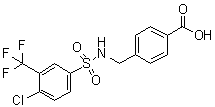 structure of CAS# 690646-04-9, 4-[[[[4-Chloro-3-(trifluoromethyl)phenyl]sulfonyl]amino]methyl]benzoic acid
