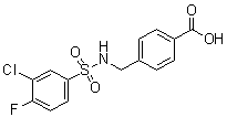 structure of CAS# 690646-06-1, 4-[[[(3-Chloro-4-fluorophenyl)sulfonyl]amino]methyl]benzoic acid