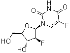structure of CAS# 69123-95-1, 1-(2-脱氧-2-氟-beta-D-阿拉伯呋喃糖基)-5-氟-2,4(1H,3H)-嘧啶二酮