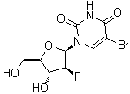 structure of CAS# 69123-97-3, 5-溴-1-(2-脱氧-2-氟-beta-D-阿拉伯呋喃糖基)-2,4(1H,3H)-嘧啶二酮