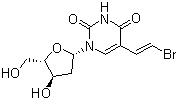 CAS 登录号：69304-47-8, 溴夫定, 溴乙烯尿苷, 5-[(E)-2-溴乙烯基]-1-[(2R,4S,5R)-4-羟基-5-(羟甲基)氧杂环戊-2-基]嘧啶-2,4-二酮