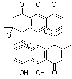 CAS # 69431-87-4, Setomimycin, Antibiotic A 39183B, 1,1'-Diacetyl-2,3-dihydro-2,5,5',10,10'-pentahydroxy-2,2'-dimethyl-[9,9'-bianthracene]-4,4'(1H,1'H)-dione