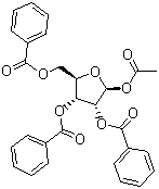 structure of CAS# 6974-32-9, 1-乙酰氧基-2,3,5-三苯甲酰氧基-1-beta-D-呋喃核糖