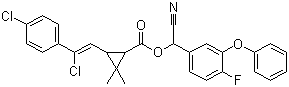 CAS 登录号：69770-45-2, 氟氯苯菊酯, 反式-3-(2-氯-2-(4-氯苯基)乙烯基)-2,2-二甲基环丙烷羧酸氰基(4-氟-3-苯氧基苯基)甲基酯