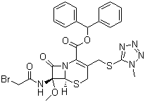 CAS # 70035-75-5, 7-BMAC, (6R,7S)-7-[(Bromoacetyl)amino]-7-methoxy-3-[[(1-methyl-1H-tetrazol-5-yl)thio]methyl]-8-oxo-5-thia-1-azabicyclo[4.2.0]oct-2-ene-2-carboxylic acid diphenylmethyl ester