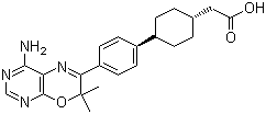 structure of CAS# 701232-20-4, trans-4-[4-(4-Amino-7,7-dimethyl-7H-pyrimido[4,5-b][1,4]oxazin-6-yl)phenyl]cyclohexaneacetic acid
