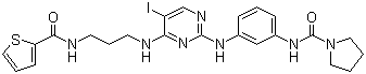 CAS 登录号：702675-74-9, N-[3-[[5-碘-4-[[3-[(2-噻吩基羰基)氨基]丙基]氨基]-2-嘧啶基]氨基]苯基]-1-吡咯烷甲酰胺