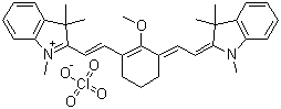 CAS 登录号：70446-24-1, 2-((E)-2-(2-甲氧基-3-[(E)-2-(1,3,3-三甲基-1,3-二氢-2H-吲哚-2-亚基)乙亚基]-1-环己烯-1-基)乙烯基)-1,3,3-三甲基-3H-吲哚鎓高氯酸盐