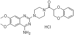 CAS 登录号：70918-01-3, 盐酸多沙唑嗪, 1-(4-氨基-6,7-二甲氧基-2-喹唑啉基)-4-(1,4-苯并二恶烷-2-甲酰基)哌嗪盐酸盐