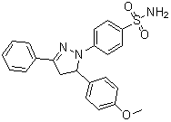 structure of CAS# 71203-35-5, 5-(4-甲氧基苯基)-1-(4-氨基磺酰基苯基)-3-苯基-2-吡唑啉