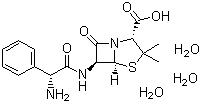 CAS 登录号：7177-48-2, 氨苄青霉素, 氨苄青霉素三水酸, 氨苄西林三水酸, (2S,5R,6R)-3,3-二甲基-6-[D-(-)-2-氨基-2-苯乙酰氨基]-7-氧代-4-硫杂-1-氮杂双环[3.2.0]庚烷-2-甲酸三水合物