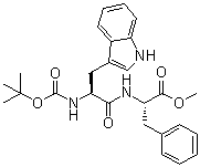 structure of CAS# 72156-62-8, N-[N-[(1,1-Dimethylethoxy)carbonyl]-L-tryptophyl]-L-phenylalanine methyl ester