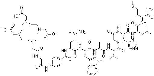 CAS # 721937-56-0, N-[2-[4,7,10-Tris(carboxymethyl)-1,4,7,10-tetraazacyclododec-1-yl]acetyl]glycyl-4-aminobenzoyl-L-glutaminyl-L-tryptophyl-L-alanyl-L-valylglycyl-L-histidyl-L-leucyl-L-methioninamide, AMBA