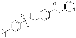 structure of CAS# 724741-75-7, 4-[[[[4-叔丁基苯基]磺酰基]氨基]甲基]-N-3-吡啶基苯甲酰胺