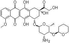 CAS # 72496-41-4, Pirarubicin, (7S,9S)-7-[(2R,4S,5S,6S)-4-amino-6-methyl-5-[(2R)-oxan-2-yl]oxyoxan-2-yl]oxy-6,9,11-trihydroxy-9-(2-hydroxyacetyl)-4-methoxy-8,10-dihydro-7H-tetracene-5,12-dione