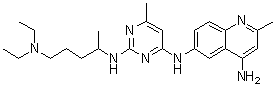 structure of CAS# 733767-34-5, N6-[2-[[4-(二乙基氨基)-1-甲基丁基]氨基]-6-甲基-4-嘧啶基]-2-甲基-4,6-喹啉二胺