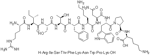 CAS 登录号：735329-33-6, L-精氨酰-L-异亮氨酰-L-丝氨酰-L-苏氨酰-L-苯丙氨酰-L-赖氨酰-L-天冬氨酰胺酰-L-色氨酰-L-脯氨酰-L-赖氨酸