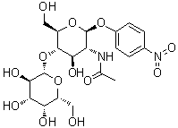 CAS 登录号：74211-28-2, 4-硝基苯基 2-(乙酰氨基)-2-脱氧-4-O-beta-D-吡喃半乳糖基-beta-D-吡喃葡萄糖苷