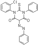 CAS # 74322-36-4 (76153-07-6), 1-(2-Chlorophenyl)dihydro-3-phenyl-5-(2-phenyldiazenyl)-2-thioxo-4,6(1H,5H)-pyrimidinedione, NSC 295734