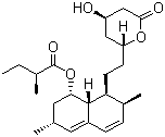 CAS 登录号：75330-75-5, 洛伐司他汀, 洛伐他汀, (S)-2-甲基丁酸-(1S,3S,7S,8S,8aR) 1,2,3,7,8,8a-六氢-3,7-二甲基-8-{2-[(2R,4R)-4-羟基-6-氧代-2-四氢吡喃基]-乙基}-1-酯