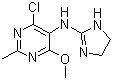 CAS 登录号：75438-57-2, 莫索尼啶, 4-氯-N-(4,5-二氢-1H-咪唑-2-基)-6-甲氧基-2-甲基-5-嘧啶胺